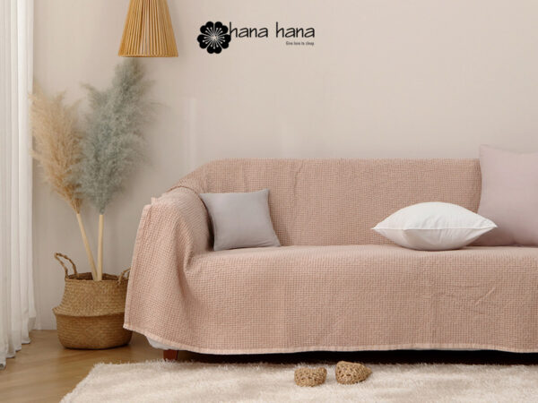 Moderwaffle ( Coral pink3) Chăn hè cao cấp gỗ sồi - Modal Waffle Spread
