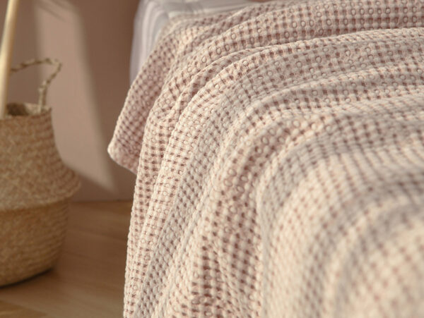 Moderwaffle ( Coral pink5) Chăn hè cao cấp gỗ sồi - Modal Waffle Spread