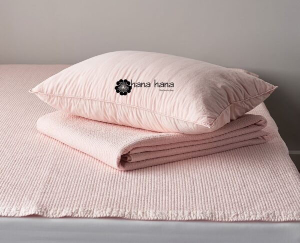 Mongle Organic Pigment Spread - Pink 3 Chăn hè thu Mongle Organic Pure Cotton Wash Pigment Line Quilting Spread