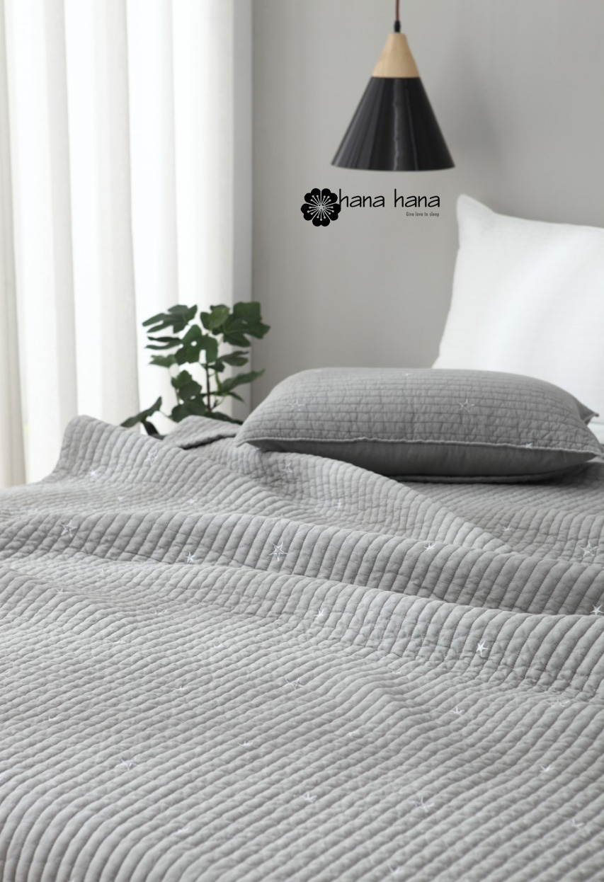 Paulline star (Gray & white5) Chăn hè thu cao cấp Hàn Quốc cotton - Paul Star Pigment Pad