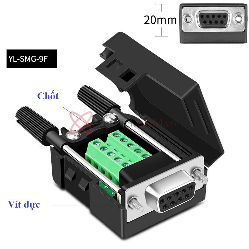 Đầu DB9 RS232 Cái, Đực Bắt Vít Không Cần Hàn